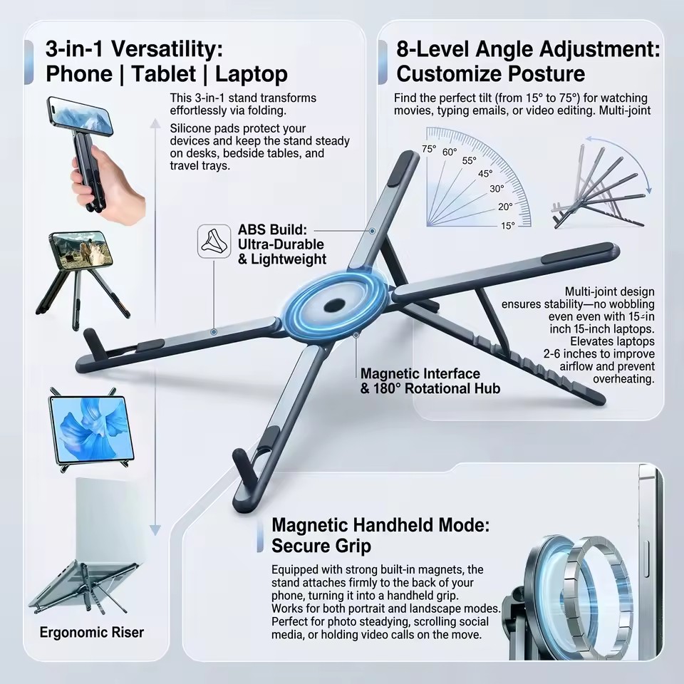 Portable Magnetic Phone Holder - огляд і ціна Laptop Stand Portable
