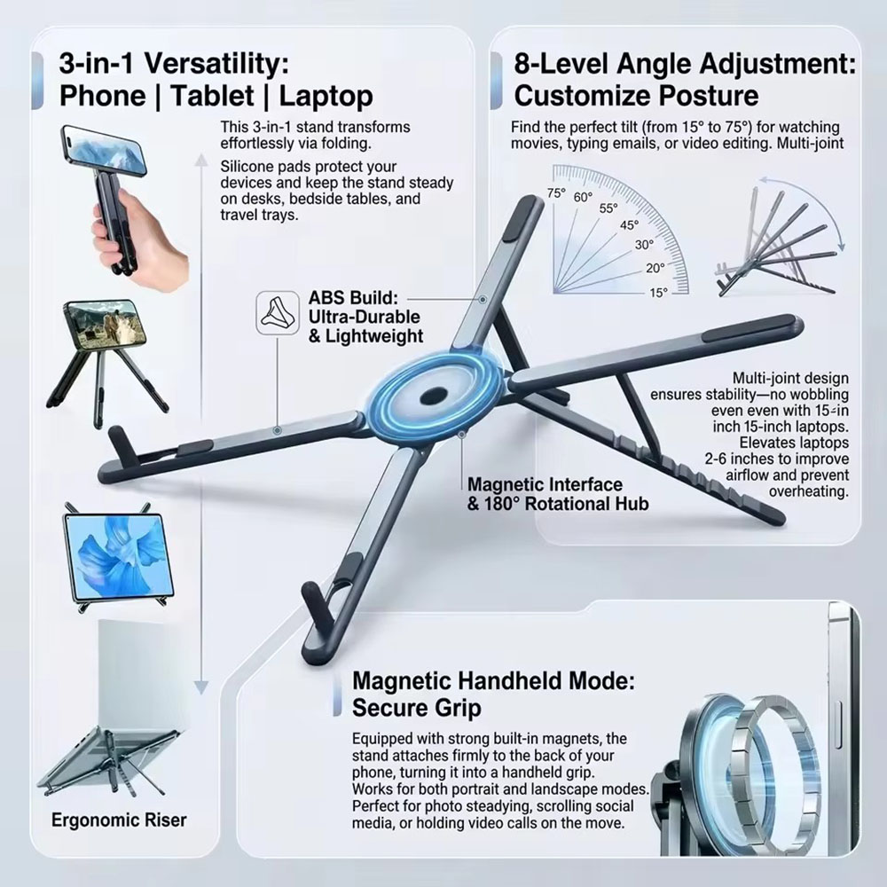 Portable Magnetic Phone Holder - огляд і ціна Laptop Stand Portable