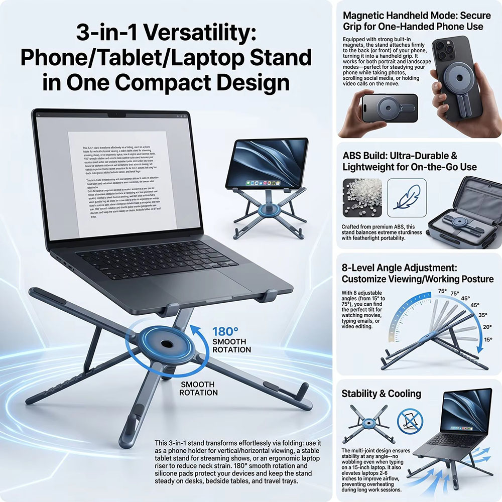 Portable Magnetic Phone Holder - огляд і ціна Laptop Stand Portable