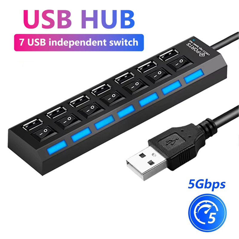 7 Port USB 2.0 Hub Splitter Fo - огляд і ціна Laptop Accessories All